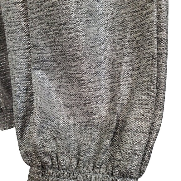 By Anthropologie L Petite Pants Metallic Silver Lightweight Knit Lounge Jogger - Picture 11 of 14